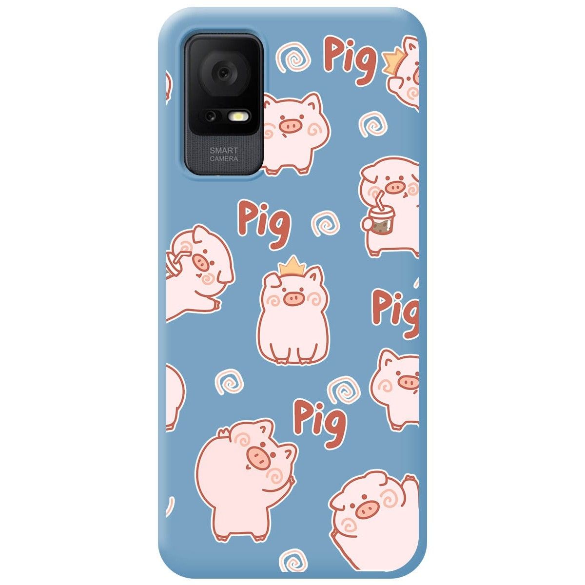 Funda Silicona Líquida Azul para TCL 406 diseño Cerdos Dibujos