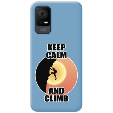 Funda Silicona Líquida Azul para TCL 406 diseño Hombre Escalada Dibujos