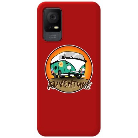 Funda Silicona Líquida Roja para TCL 406 diseño Adventure Dibujos