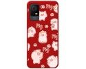 Funda Silicona Líquida Roja para TCL 406 diseño Cerdos Dibujos