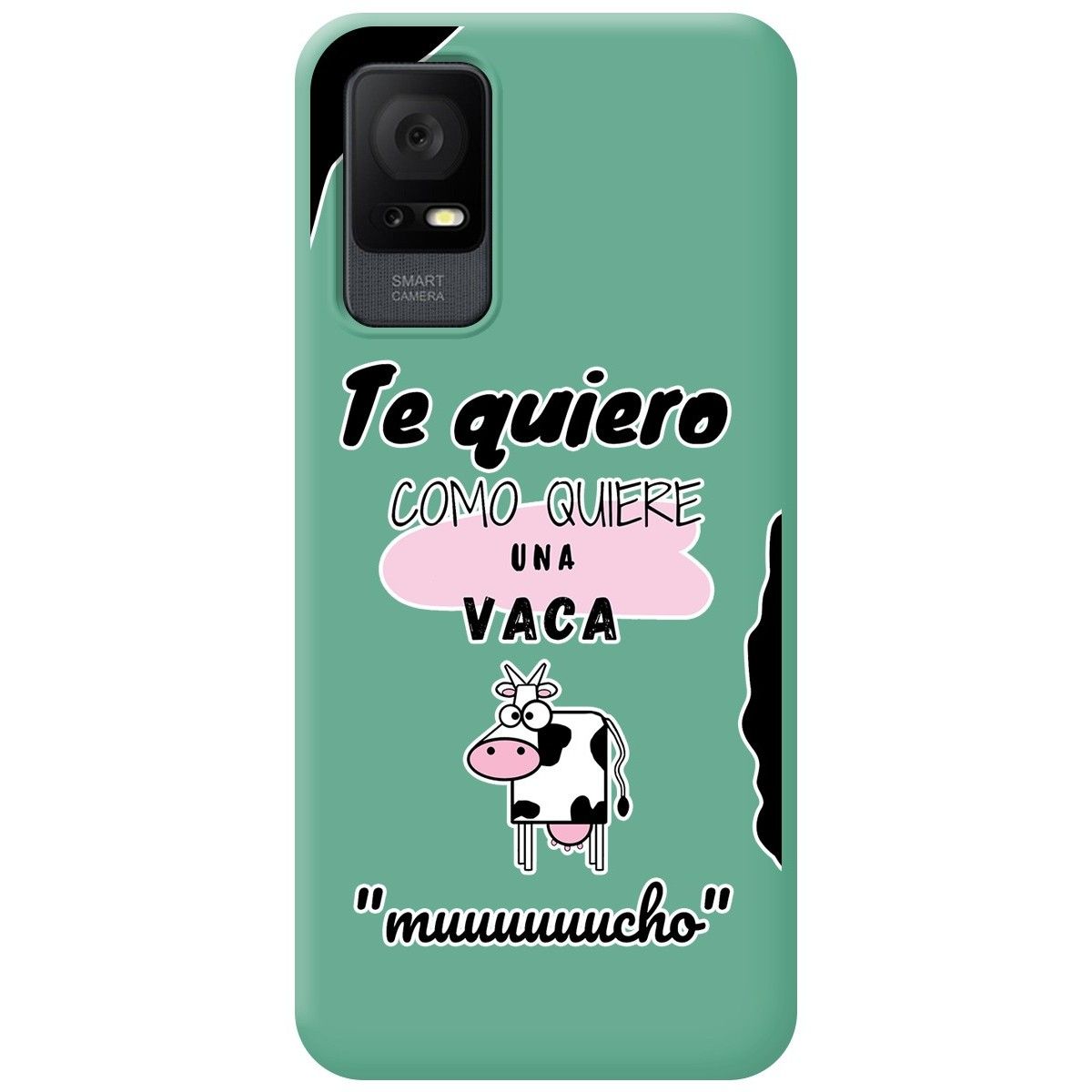 Funda Silicona Líquida Verde para TCL 406 diseño Vaca Dibujos