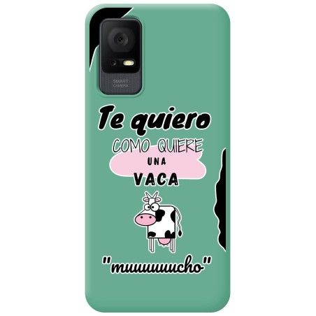 Funda Silicona Líquida Verde para TCL 406 diseño Vaca Dibujos