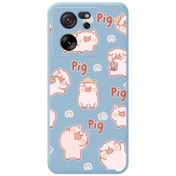 Funda Silicona Líquida Azul para Xiaomi 13T / 13T Pro 5G diseño Cerdos Dibujos