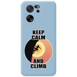 Funda Silicona Líquida Azul para Xiaomi 13T / 13T Pro 5G diseño Mujer Escalada Dibujos