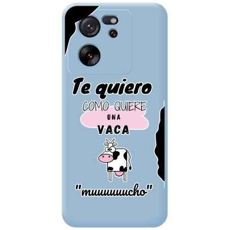 Funda Silicona Líquida Azul para Xiaomi 13T / 13T Pro 5G diseño Vaca Dibujos