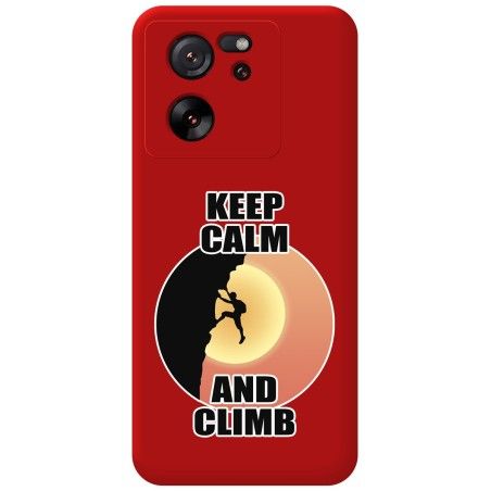 Funda Silicona Líquida Roja para Xiaomi 13T / 13T Pro 5G diseño Hombre Escalada Dibujos