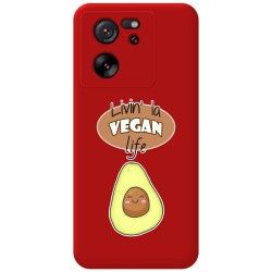 Funda Silicona Líquida Roja para Xiaomi 13T / 13T Pro 5G diseño Vegan Life Dibujos