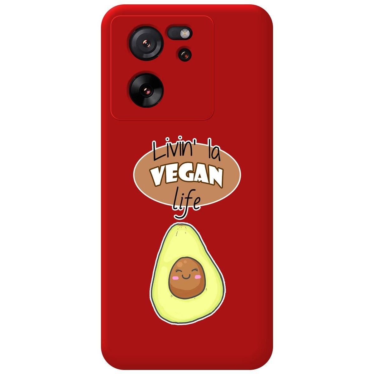 Funda Silicona Líquida Roja para Xiaomi 13T / 13T Pro 5G diseño Vegan Life Dibujos