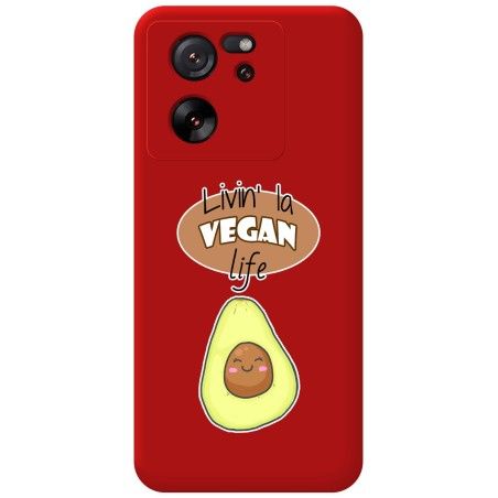 Funda Silicona Líquida Roja para Xiaomi 13T / 13T Pro 5G diseño Vegan Life Dibujos