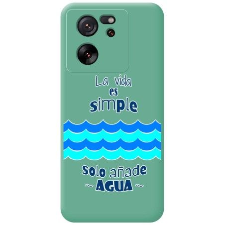 Funda Silicona Líquida Verde para Xiaomi 13T / 13T Pro 5G diseño Agua Dibujos