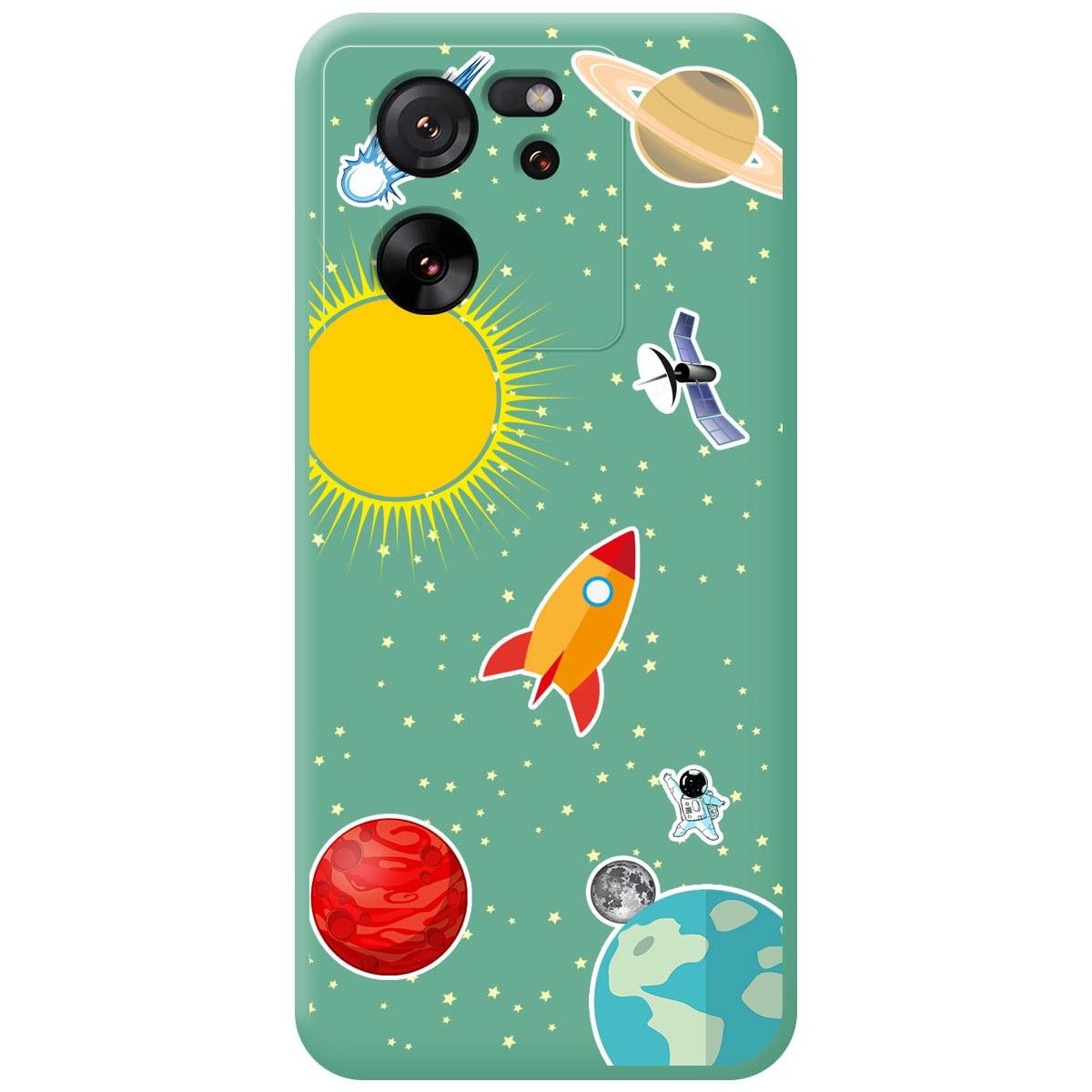 Funda Silicona Líquida Verde para Xiaomi 13T / 13T Pro 5G diseño Espacio Dibujos