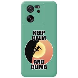 Funda Silicona Líquida Verde para Xiaomi 13T / 13T Pro 5G diseño Mujer Escalada Dibujos