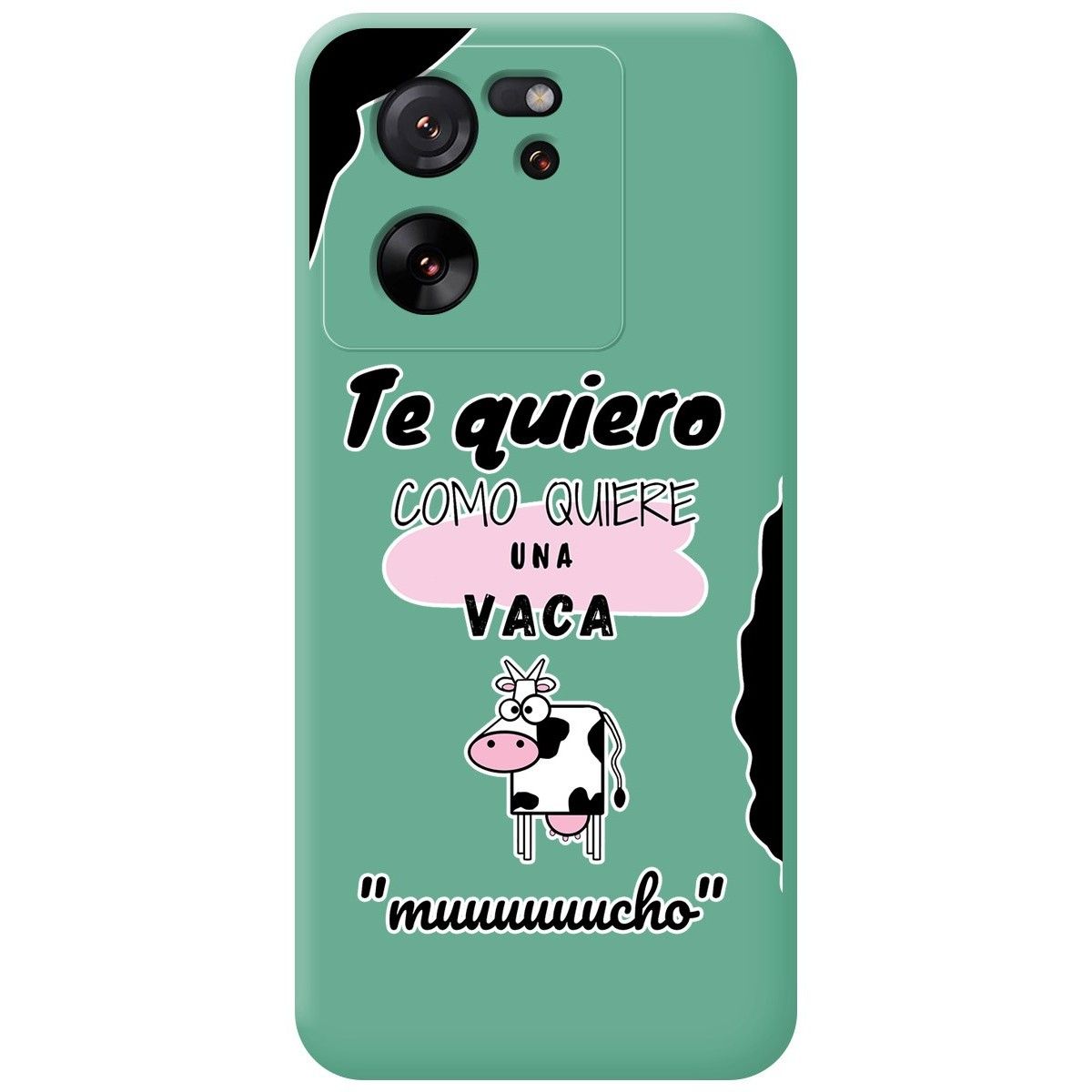 Funda Silicona Líquida Verde para Xiaomi 13T / 13T Pro 5G diseño Vaca Dibujos