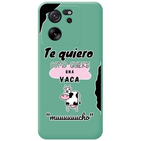 Funda Silicona Líquida Verde para Xiaomi 13T / 13T Pro 5G diseño Vaca Dibujos