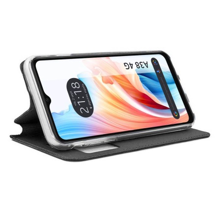 Funda Libro Soporte con Ventana para Oppo A38 4G color Negra
