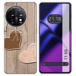 Funda Silicona para Oneplus 11 5G diseño Corazones Madera Dibujos