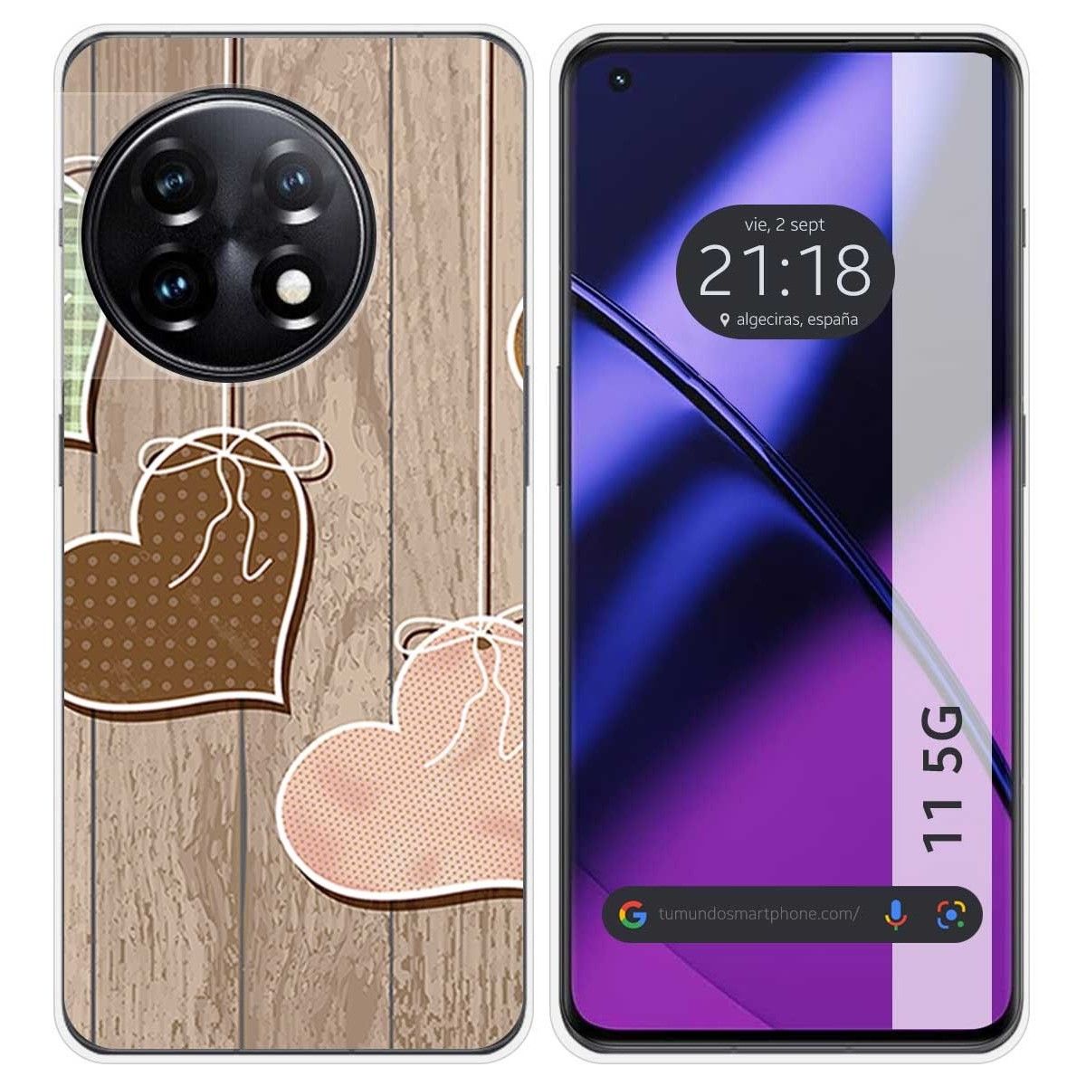 Funda Silicona para Oneplus 11 5G diseño Corazones Madera Dibujos