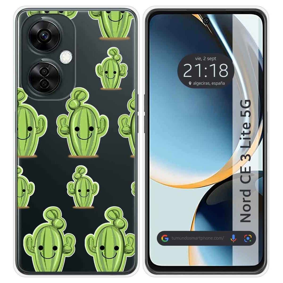 Funda Silicona Transparente para Oneplus Nord CE 3 Lite 5G diseño Cactus Dibujos