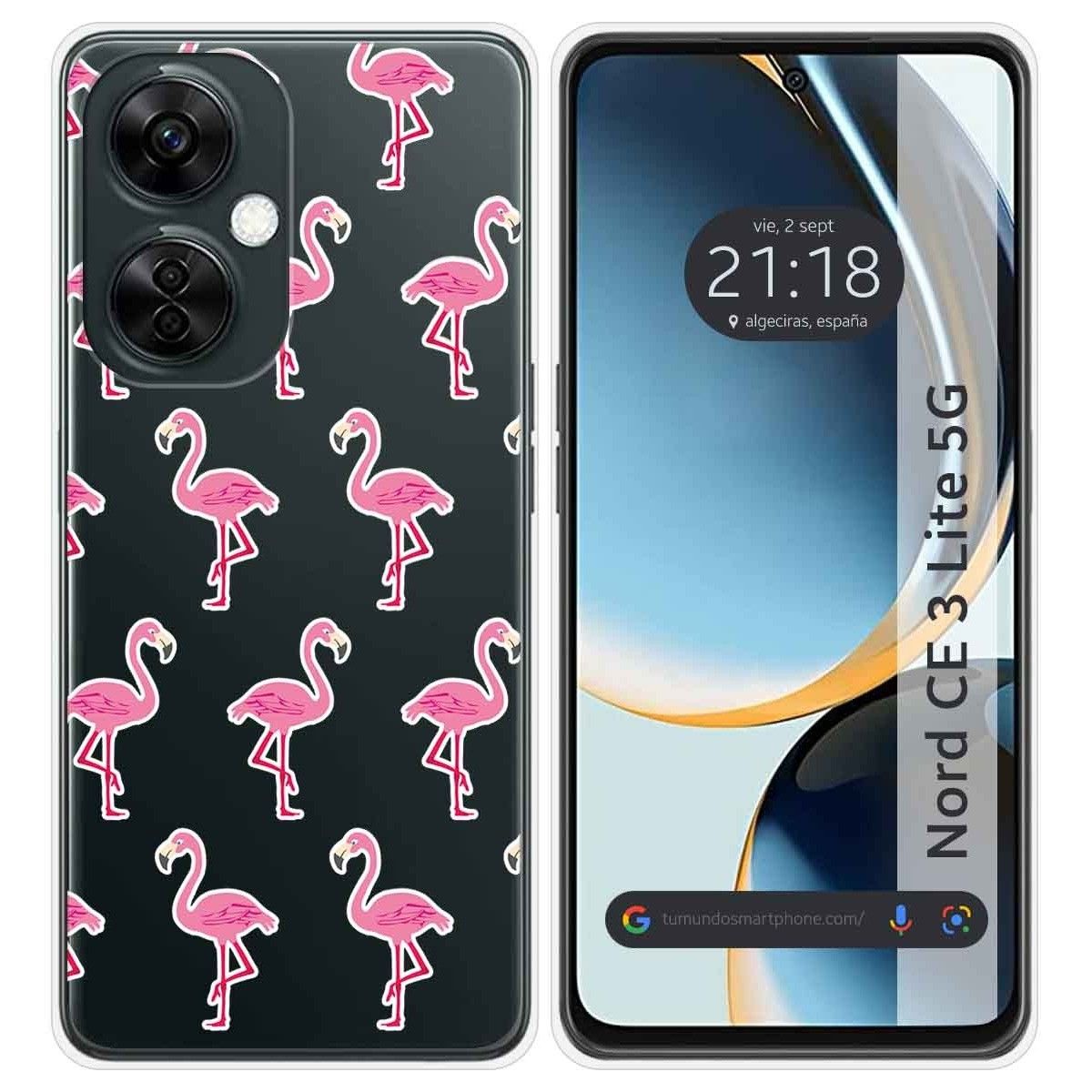 Funda Silicona Transparente para Oneplus Nord CE 3 Lite 5G diseño Flamenco Dibujos