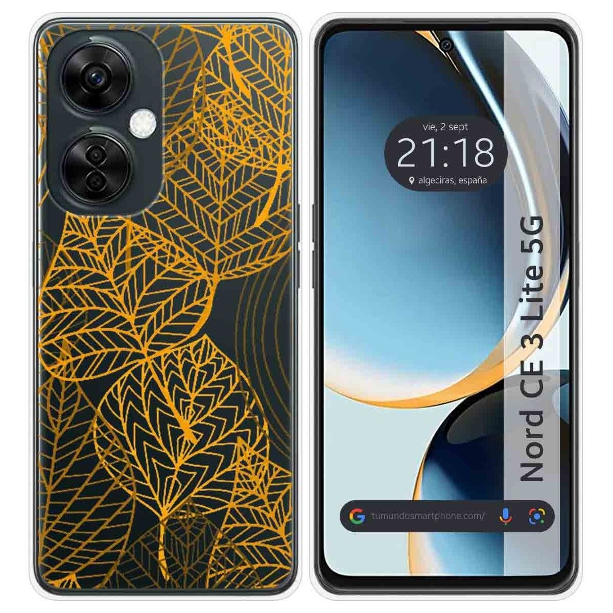 Funda Silicona Transparente para Oneplus Nord CE 3 Lite 5G diseño Hojas Dibujos