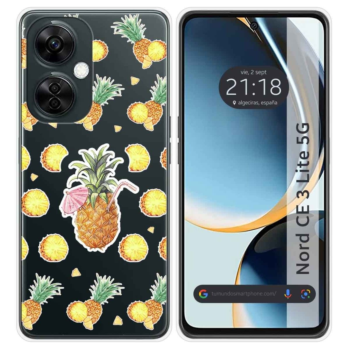 Funda Silicona Transparente para Oneplus Nord CE 3 Lite 5G diseño Piña Dibujos