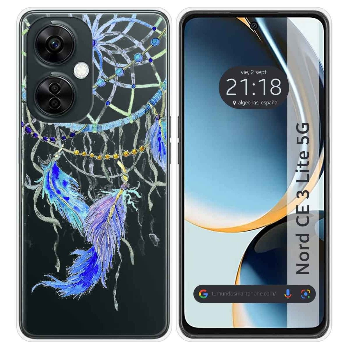 Funda Silicona Transparente para Oneplus Nord CE 3 Lite 5G diseño Plumas Dibujos