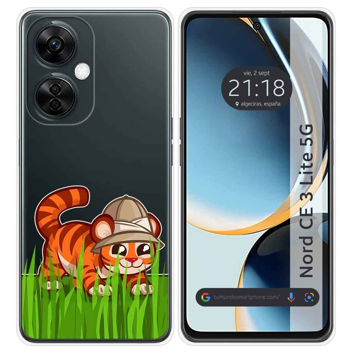 Funda Silicona Transparente para Oneplus Nord CE 3 Lite 5G diseño Tigre Dibujos