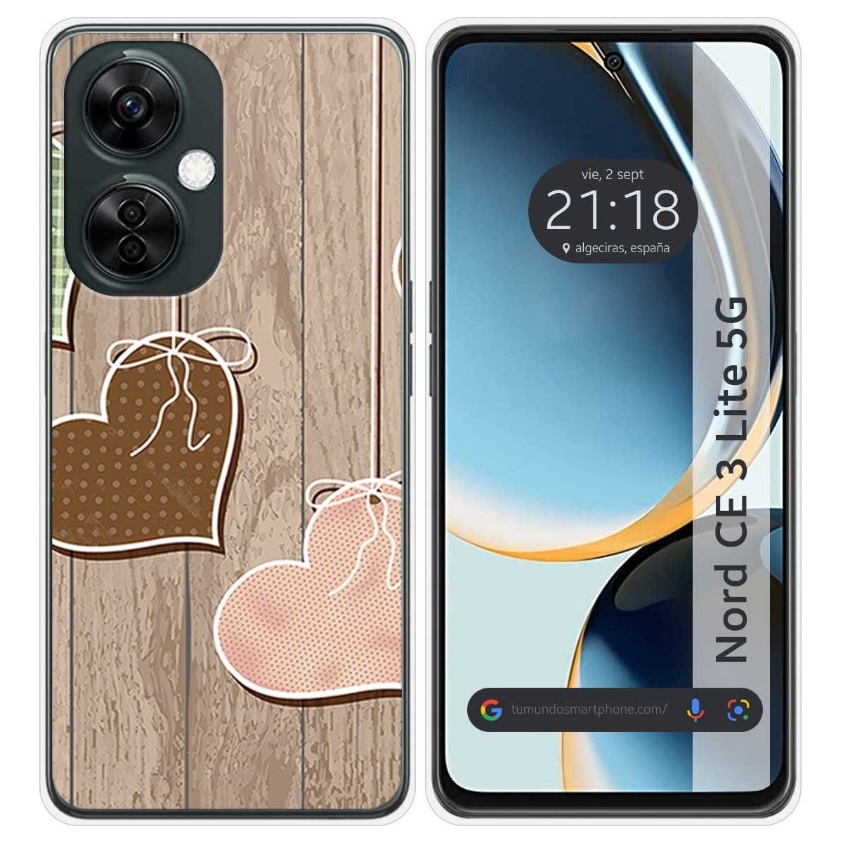Funda Silicona para Oneplus Nord CE 3 Lite 5G diseño Corazones Madera Dibujos