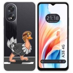 Funda Silicona Transparente para Oppo A38 4G diseño Avestruz Dibujos