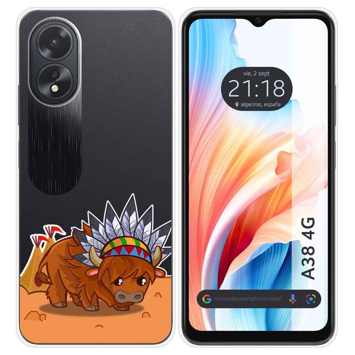 Funda Silicona Transparente para Oppo A38 4G diseño Bufalo Dibujos