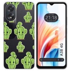 Funda Silicona Transparente para Oppo A38 4G diseño Cactus Dibujos