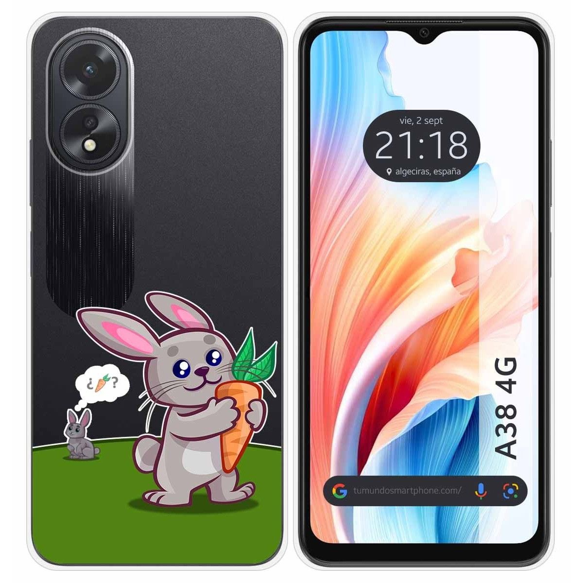 Funda Silicona Transparente para Oppo A38 4G diseño Conejo Dibujos