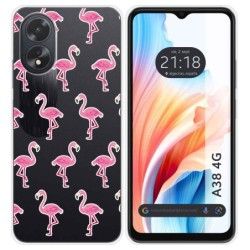 Funda Silicona Transparente para Oppo A38 4G diseño Flamenco Dibujos