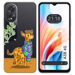 Funda Silicona Transparente para Oppo A38 4G diseño Jirafa Dibujos