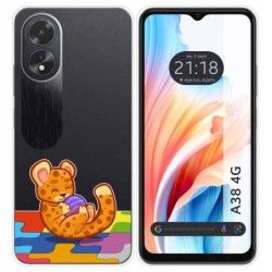 Funda Silicona Transparente para Oppo A38 4G diseño Leopardo Dibujos
