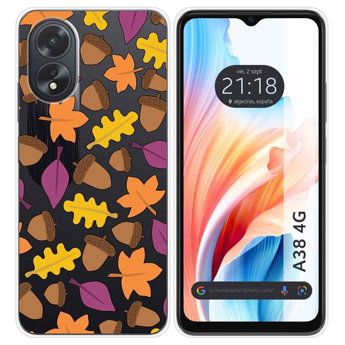 Funda Silicona Transparente para Oppo A38 4G diseño Otoño Dibujos