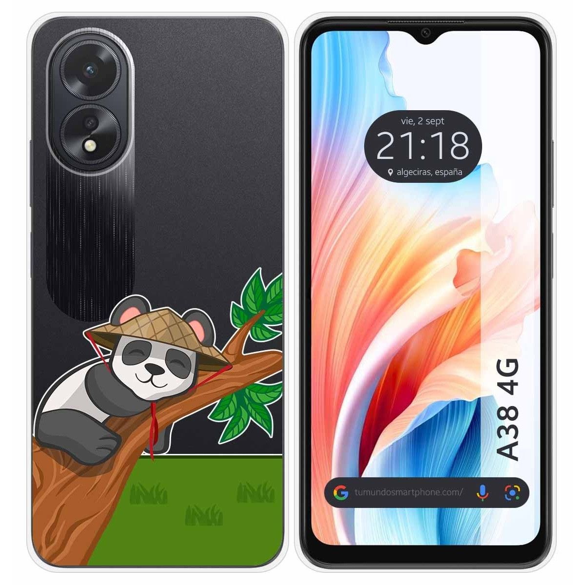Funda Silicona Transparente para Oppo A38 4G diseño Panda Dibujos