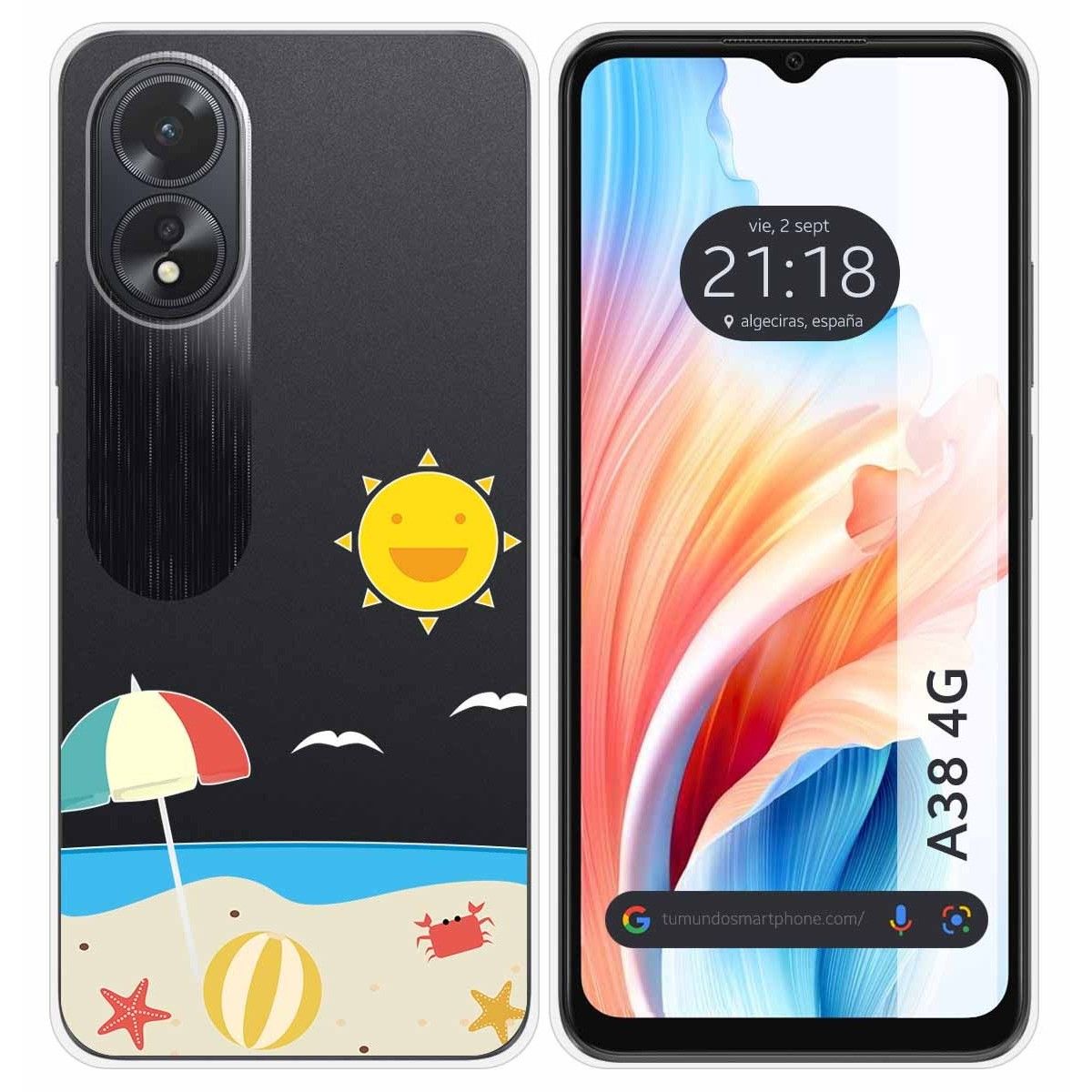 Funda Silicona Transparente para Oppo A38 4G diseño Playa Dibujos