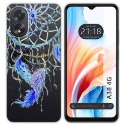 Funda Silicona Transparente para Oppo A38 4G diseño Plumas Dibujos