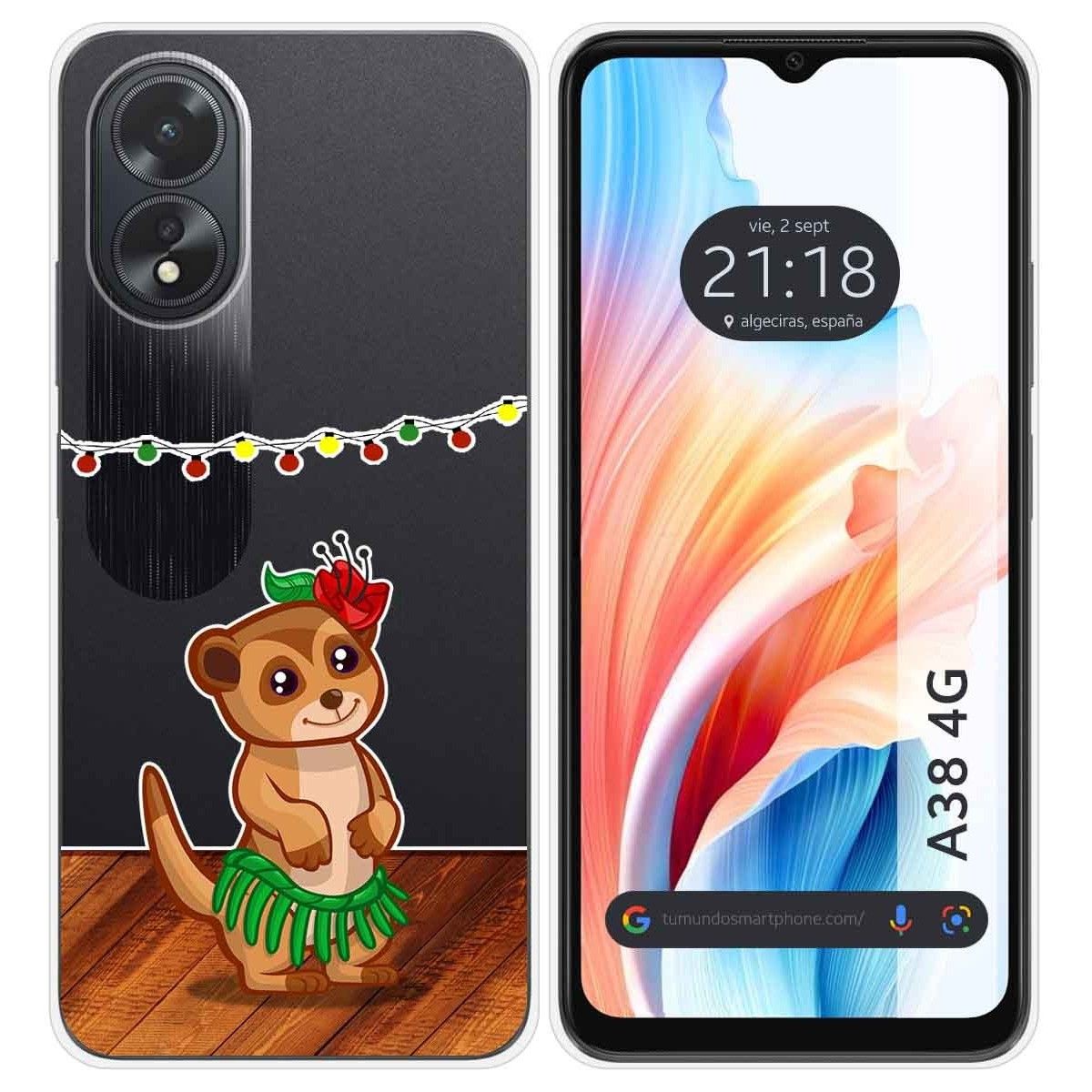 Funda Silicona Transparente para Oppo A38 4G diseño Suricata Dibujos