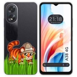 Funda Silicona Transparente para Oppo A38 4G diseño Tigre Dibujos