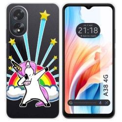 Funda Silicona Transparente para Oppo A38 4G diseño Unicornio Dibujos
