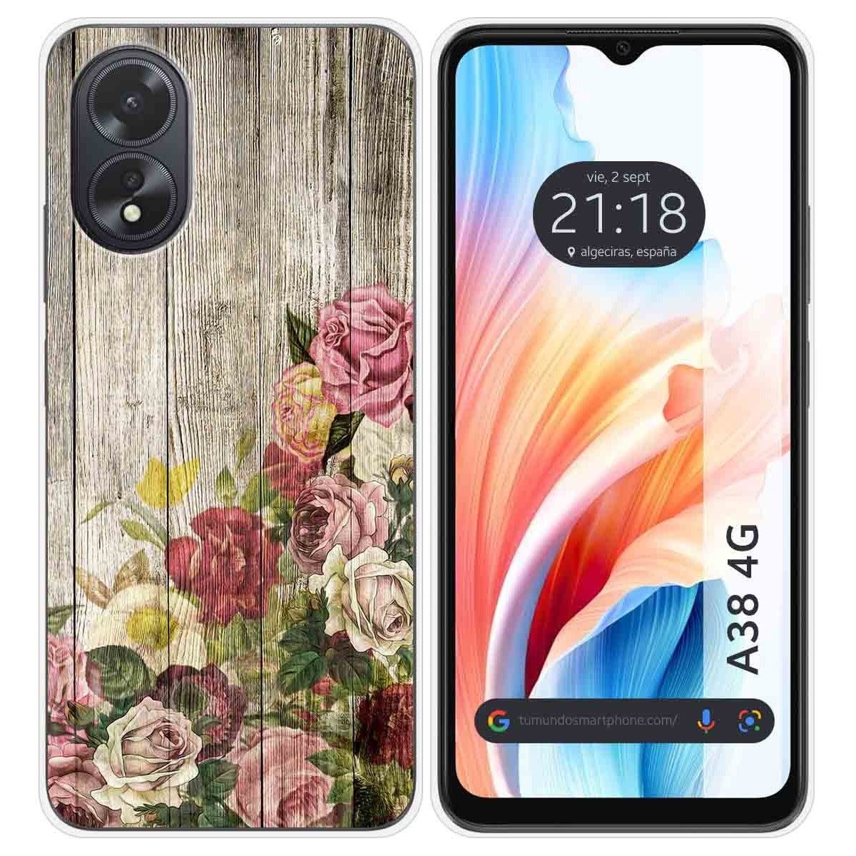 Funda Silicona para Oppo A38 4G diseño Madera 08 Dibujos