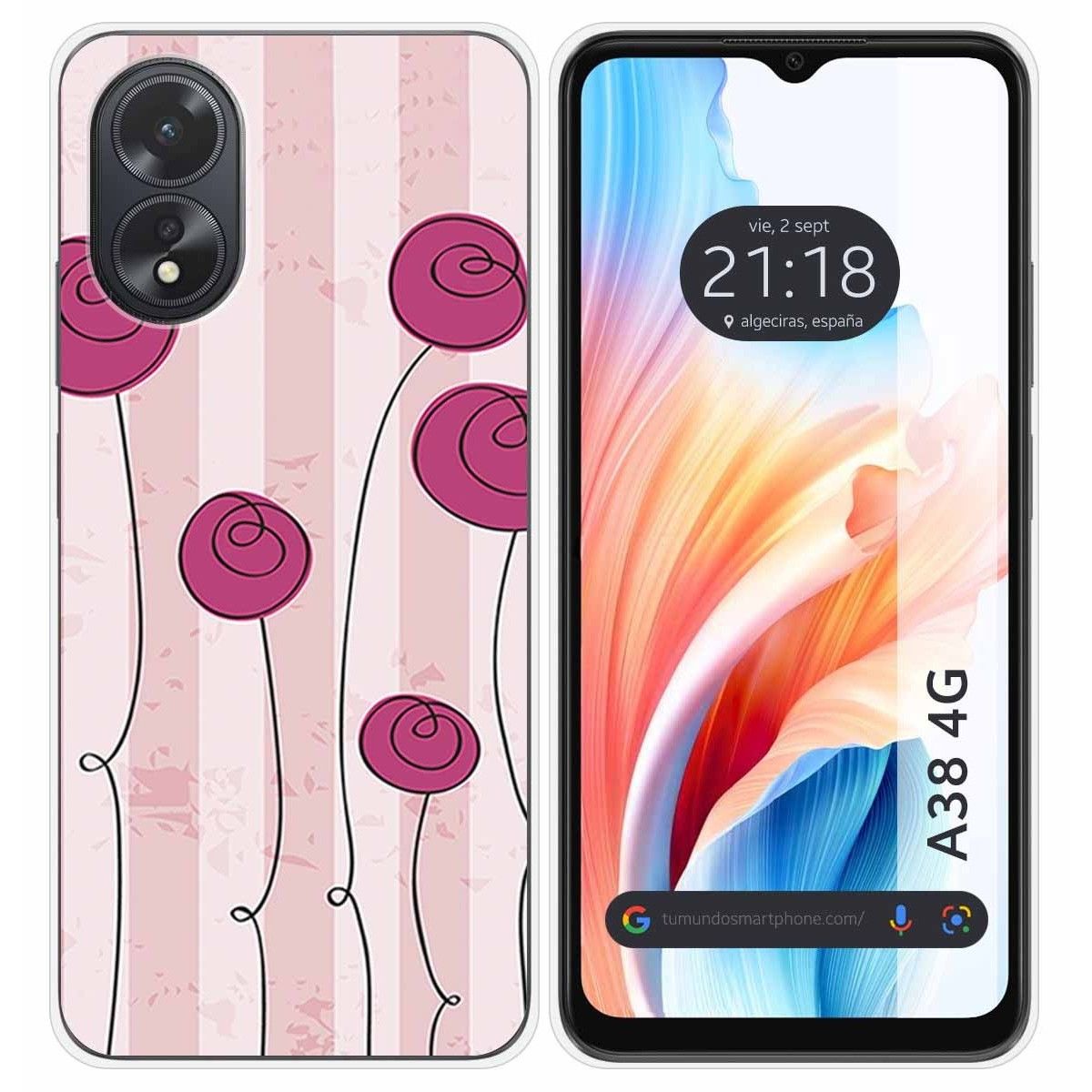Funda Silicona para Oppo A38 4G diseño Flores Vintage Dibujos