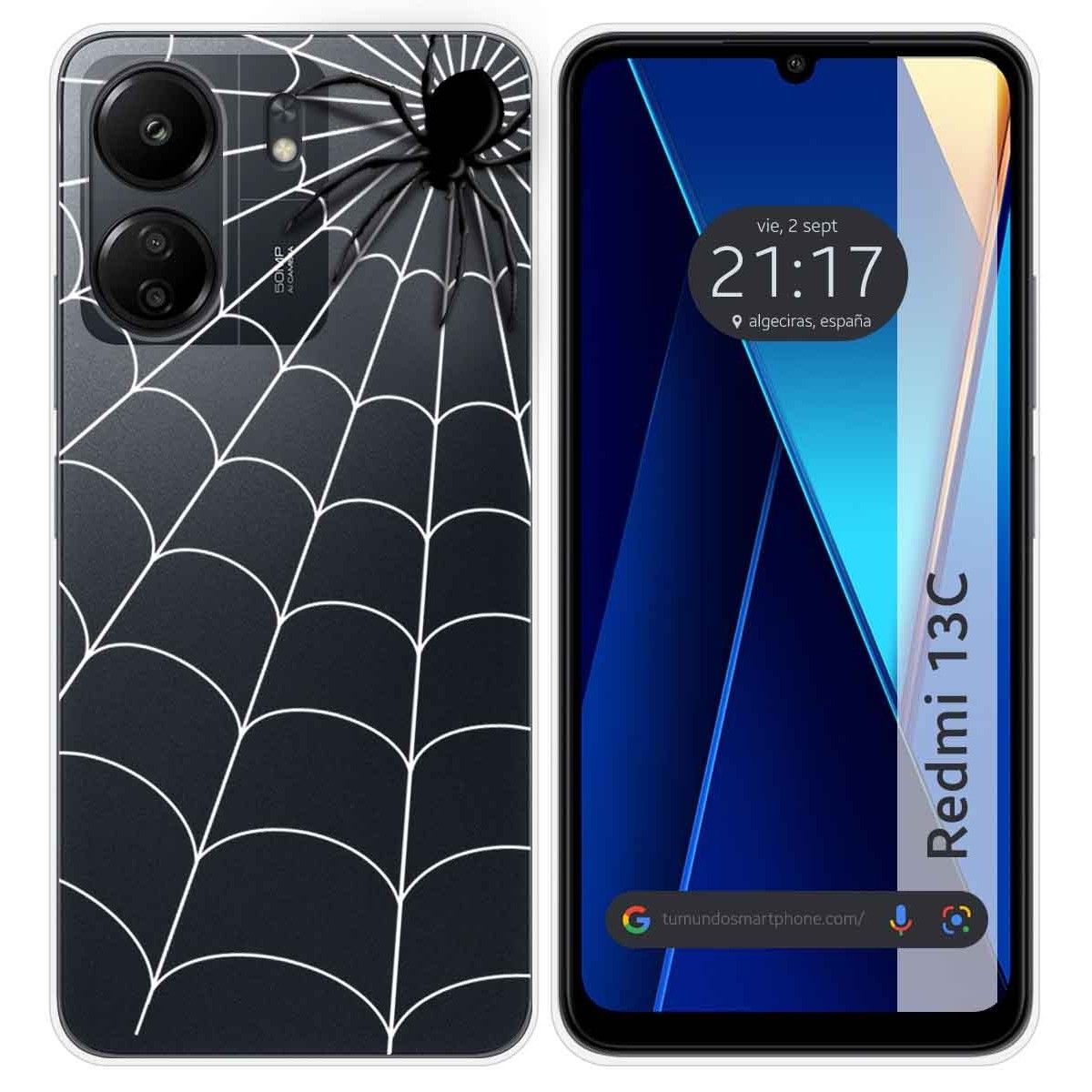 Funda Silicona Transparente para Xiaomi Redmi 13C diseño Araña Dibujos