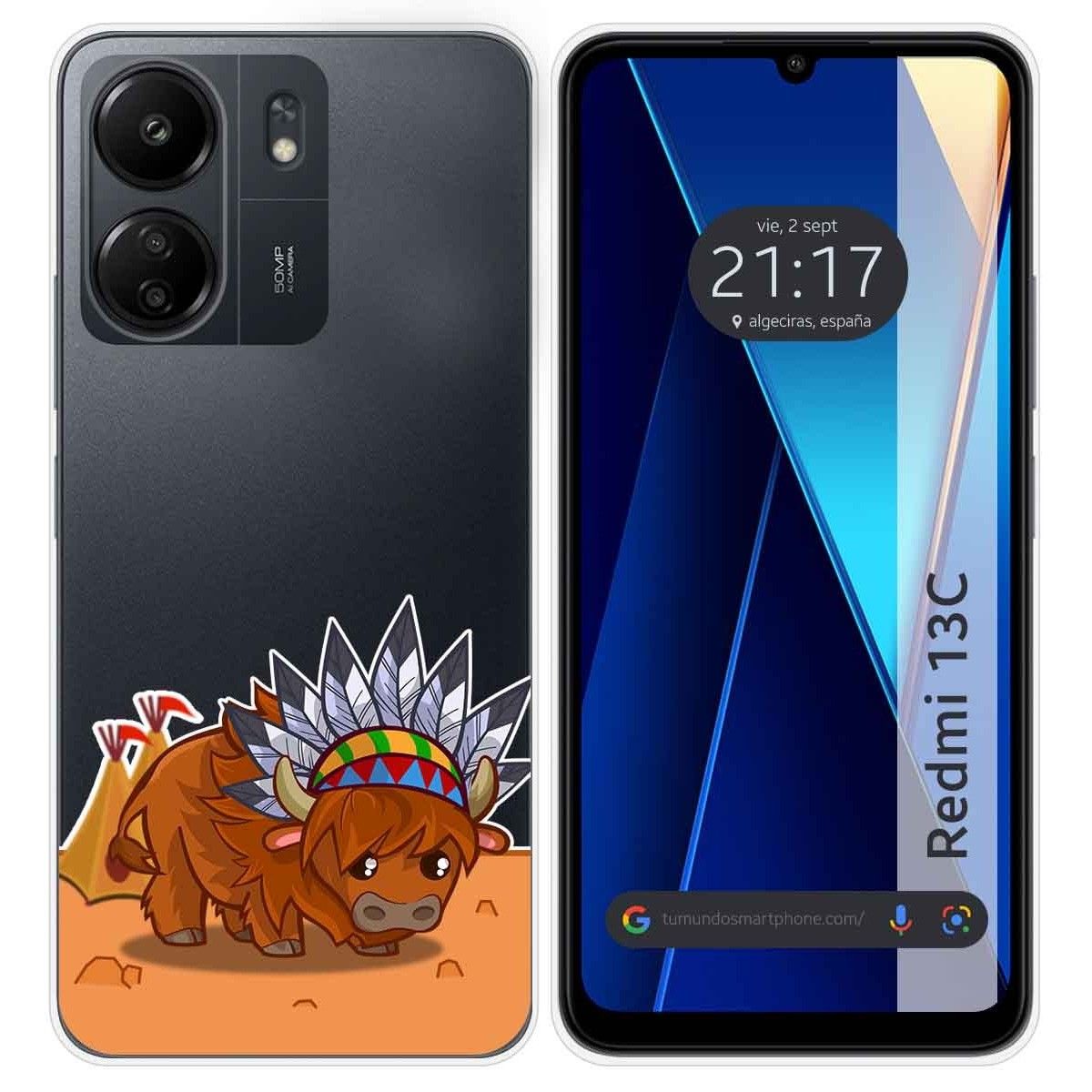 Funda Silicona Transparente para Xiaomi Redmi 13C diseño Bufalo Dibujos