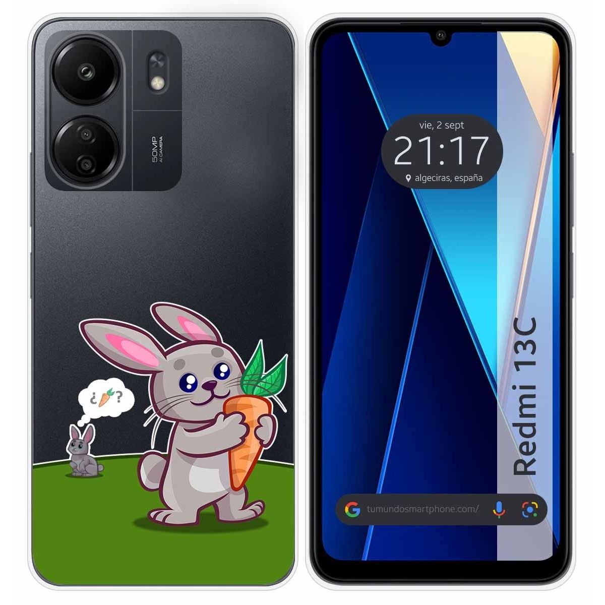 Funda Silicona Transparente para Xiaomi Redmi 13C diseño Conejo Dibujos