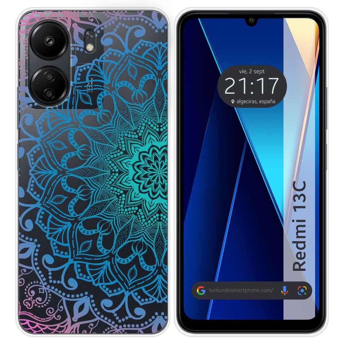 Funda Silicona Transparente para Xiaomi Redmi 13C diseño Mandala Dibujos
