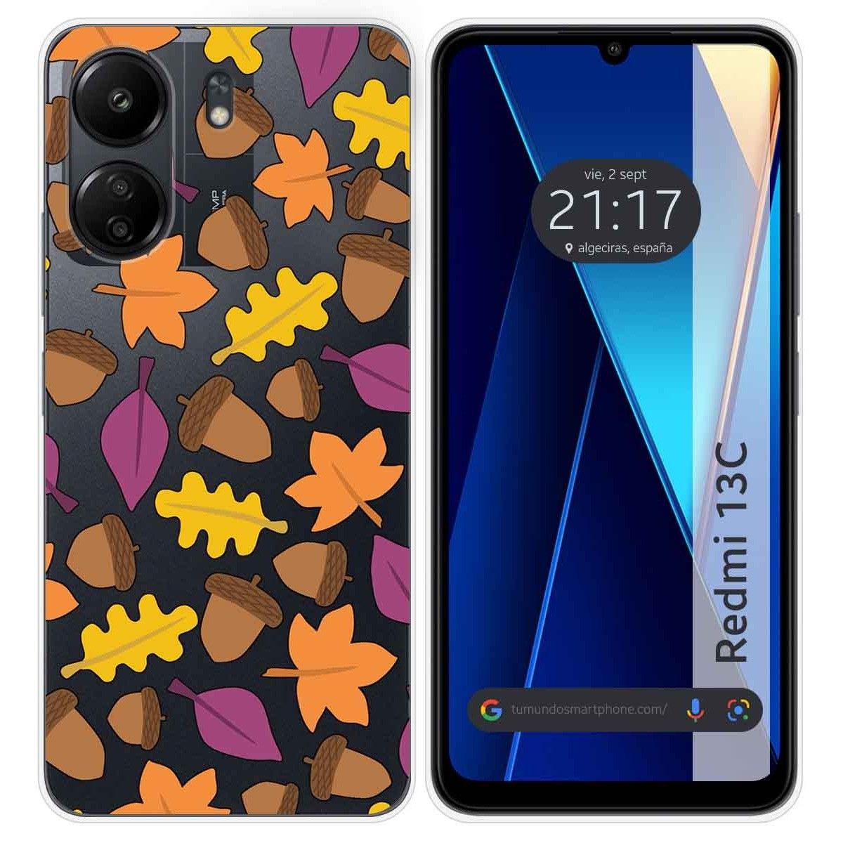 Funda Silicona Transparente para Xiaomi Redmi 13C diseño Otoño Dibujos