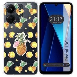 Funda Silicona Transparente para Xiaomi Redmi 13C diseño Piña Dibujos